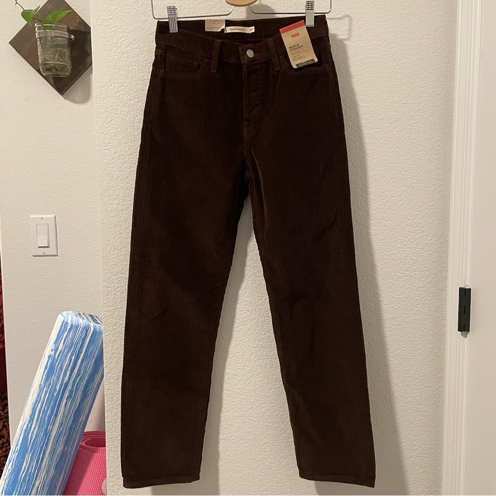 Levi's Women's Dark Brown Cropped Corduroy Pants - Picture 3 of 6